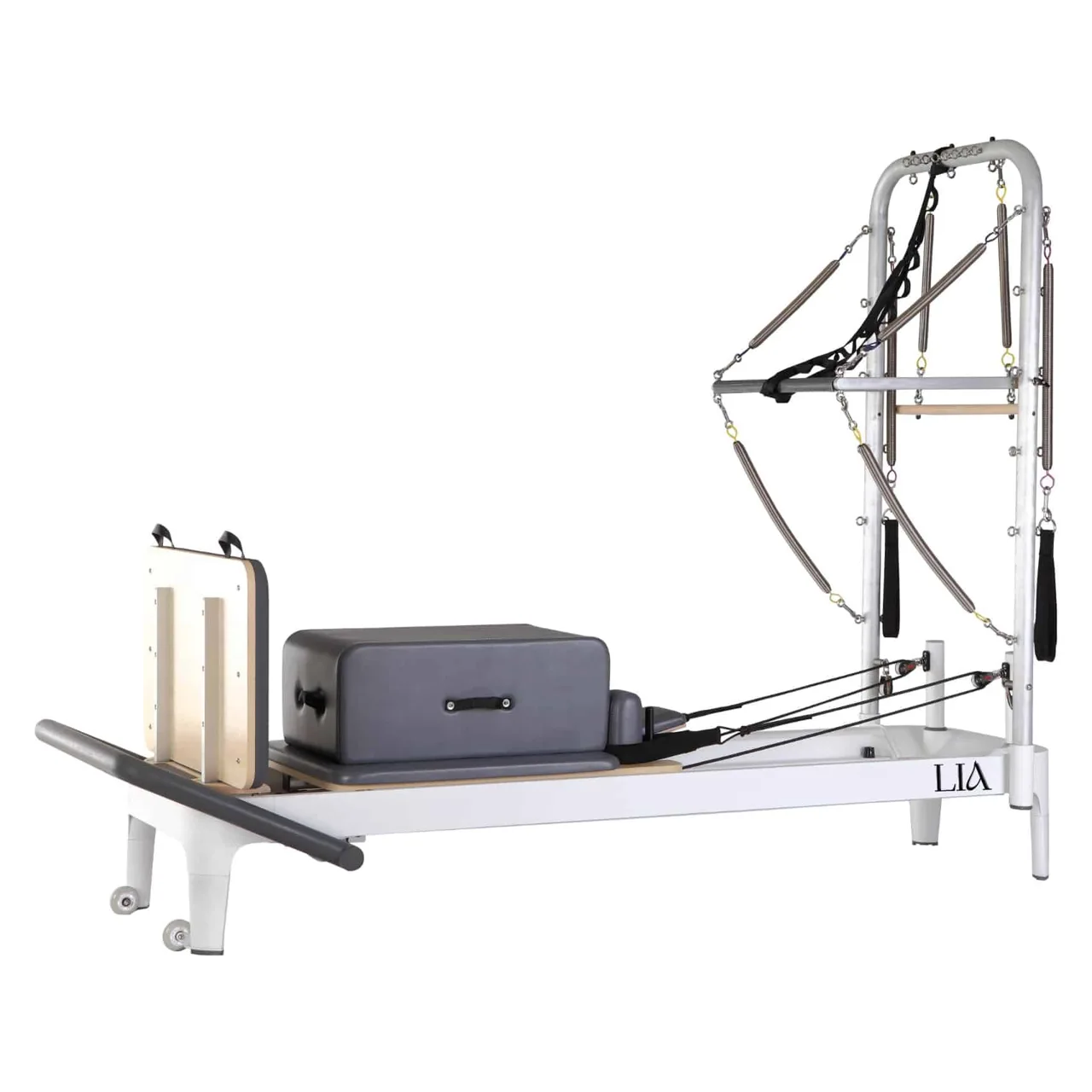 Grace reformer made of aluminum including tower model LIA26W-L from LIA PILATES