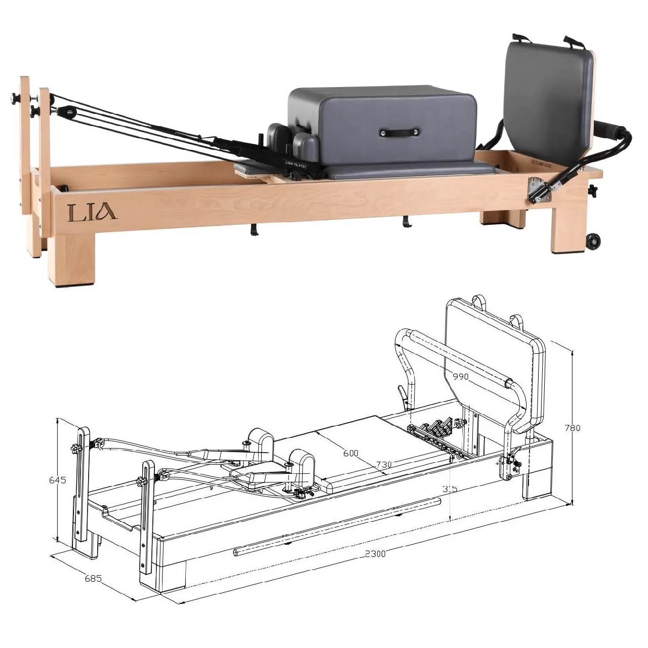 Essence reformer made of maple wood model LIA181WM from LIA PILATES — picture 2