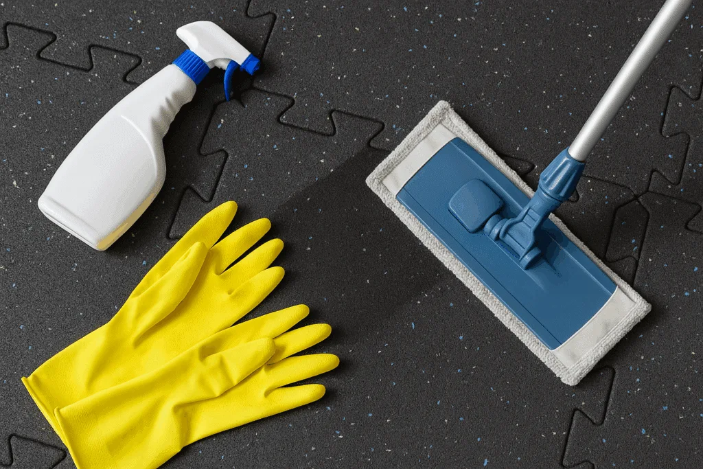 Maintenance and cleaning of rubber tiles for long-term use