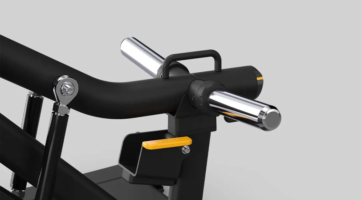 Close-up of the Magnum Standing Hip Abductor's front ROM adjustment bumper. 