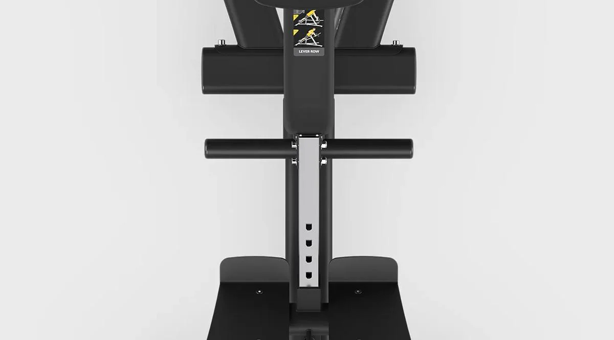 Close-up of the padded chest support on the Matrix Lever Row machine in Matte Black.