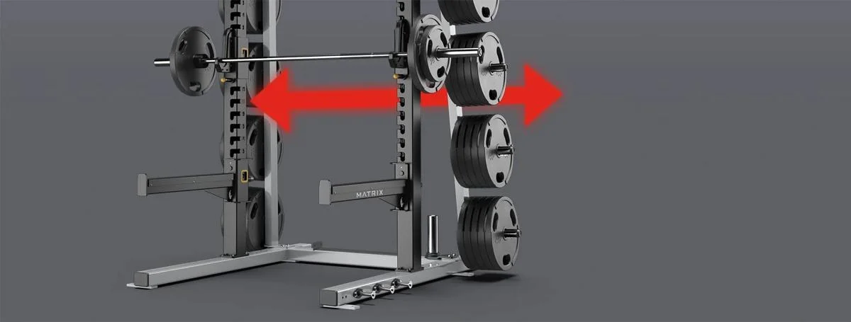Bidirectional arrow indicating open-front design