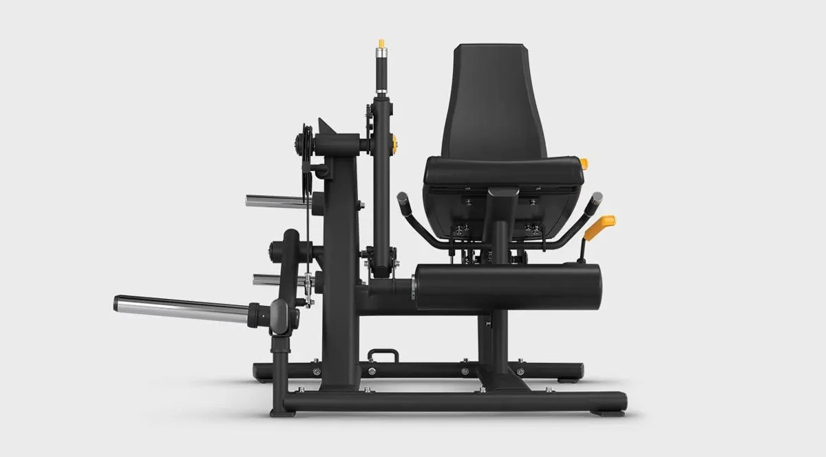 Front view of a Matrix Fitness Incline Leg Extension machine in Matte Black, showing the seat, leg pad, and multiple adjustment levers.