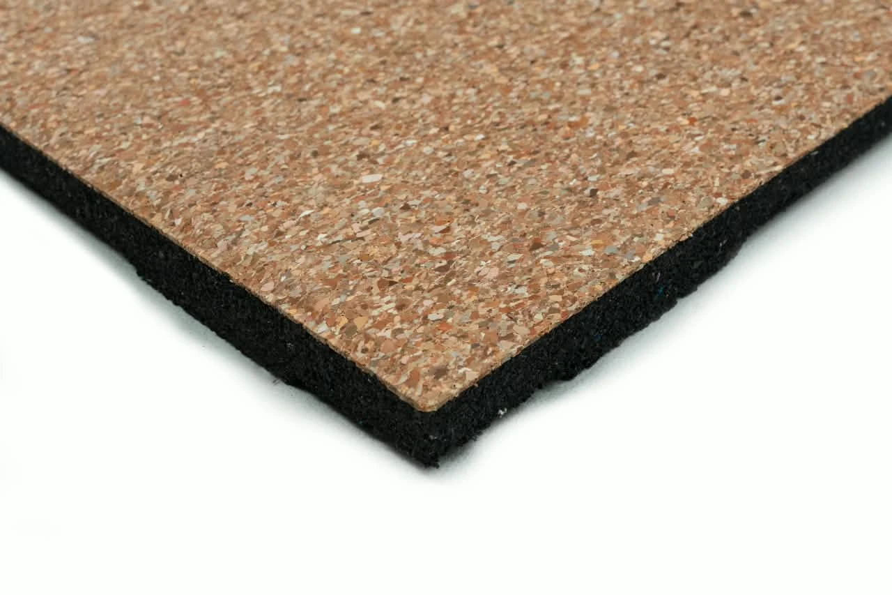 Anti-vibe rubber tile | Desert brown cork-look | 1000 × 1000 × 20 mm — image 2