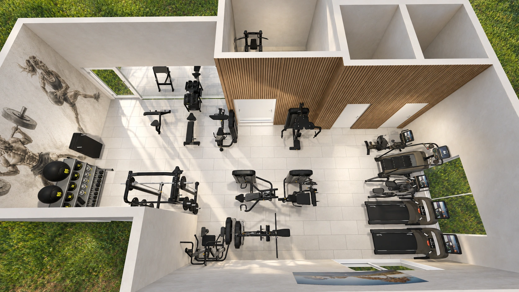 Acre Complex 1 · Simulation of the distribution of a gym for tenants
