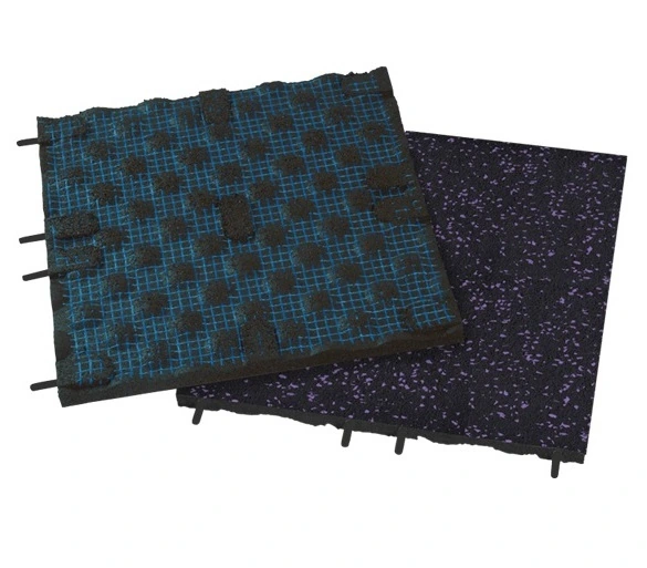 rubber tile | Black + blue dots · 100×100 cm · 30 mm