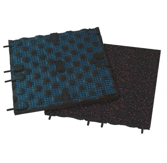 rubber tile | Black + red dots · 100×50 cm · 30 mm
