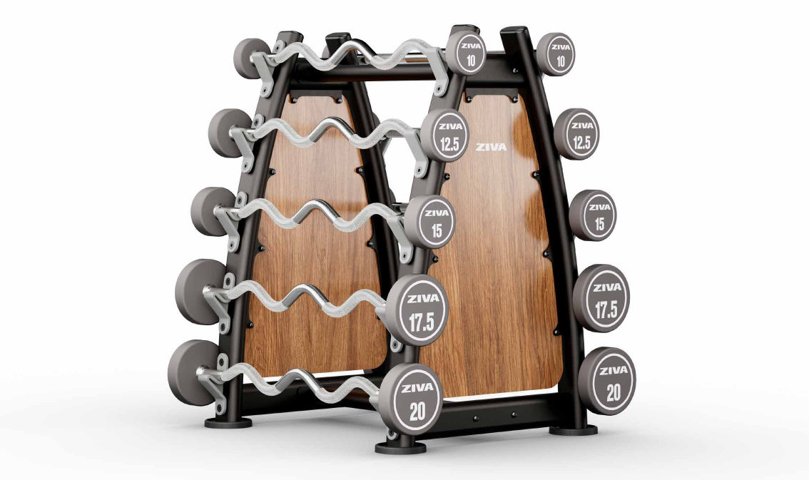 Barbells and packages stand